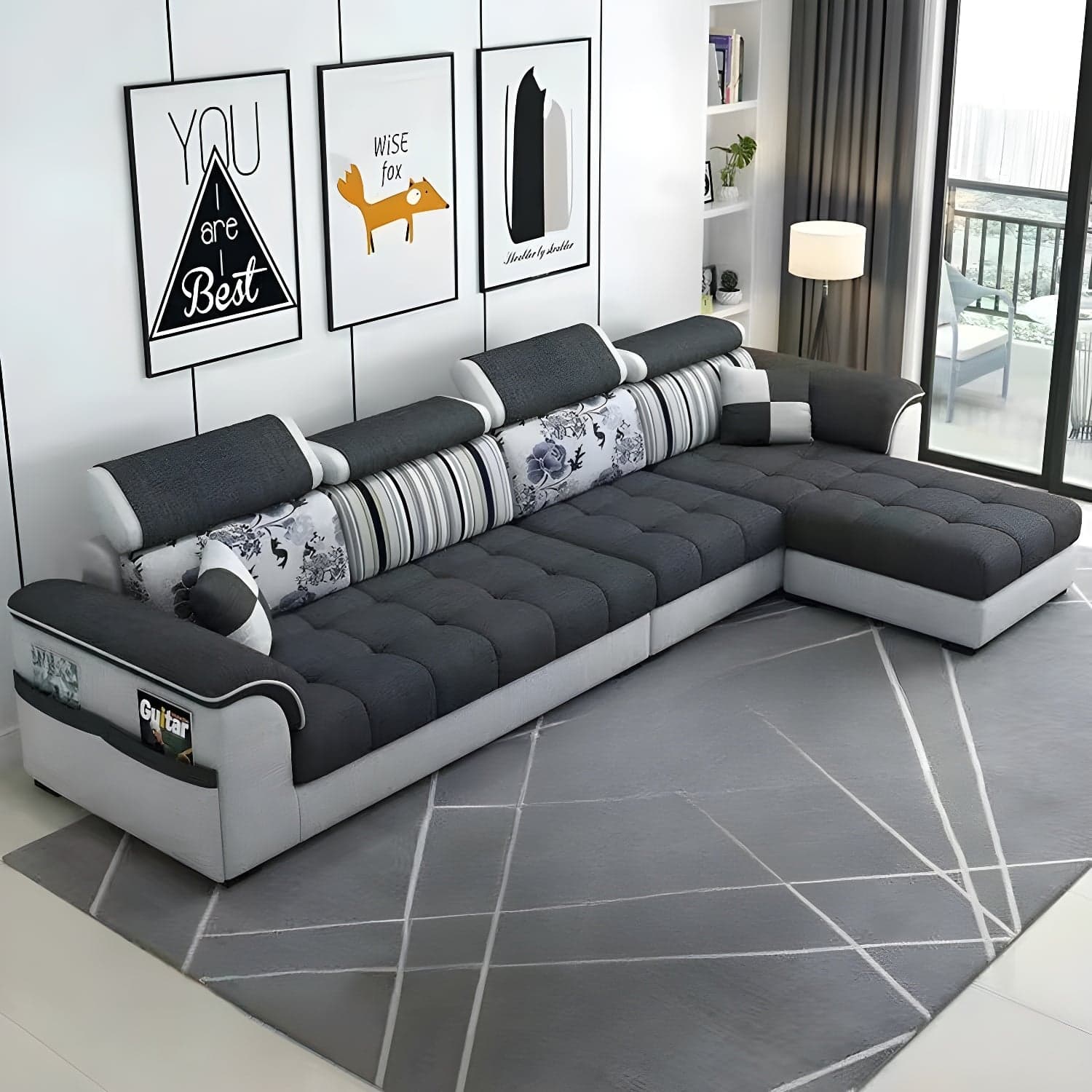 Contemporary L-Shaped Sectional Sofa with Adjustable Pillows and Storage thumbnail 5