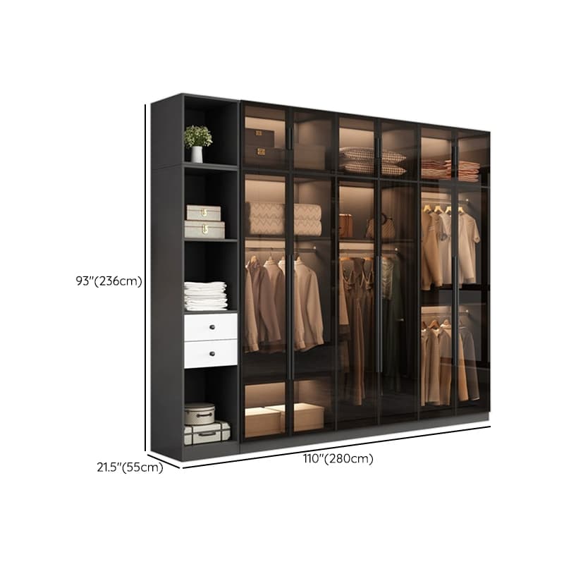 Ink-Colored Manufactured Wood Detached Wardrobe Closet with Soft Close Drawer, Door, Interior Shelves, and Clothing Rod thumbnail 28