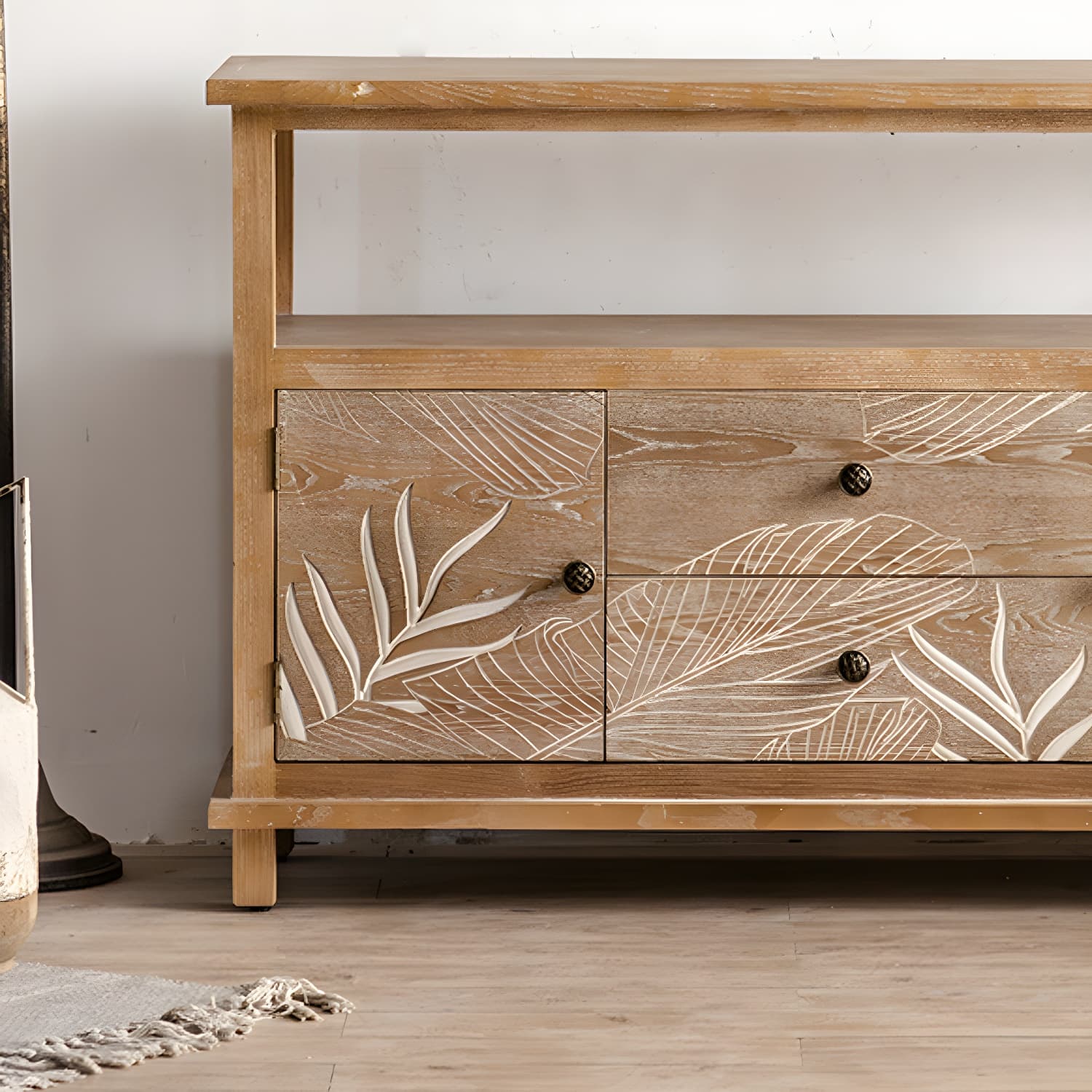 Modern Standard Storage Cabinet Solid Wood Cabinet with Drawer thumbnail 6