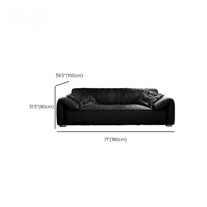 Modish Solid Color Tear Resistant Standard Sofa in Midnight Black, Seats 5/4 Person/for 3 with 2 Pillows thumbnail 13