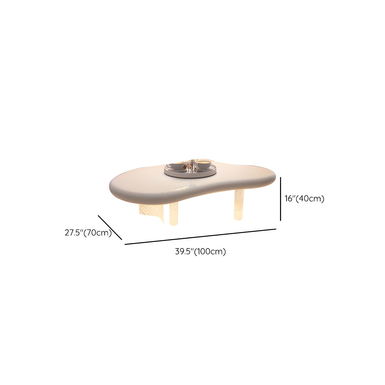 Nordic Irregular Coffee Table in White of 15.7" H with Acrylic Legs thumbnail 19