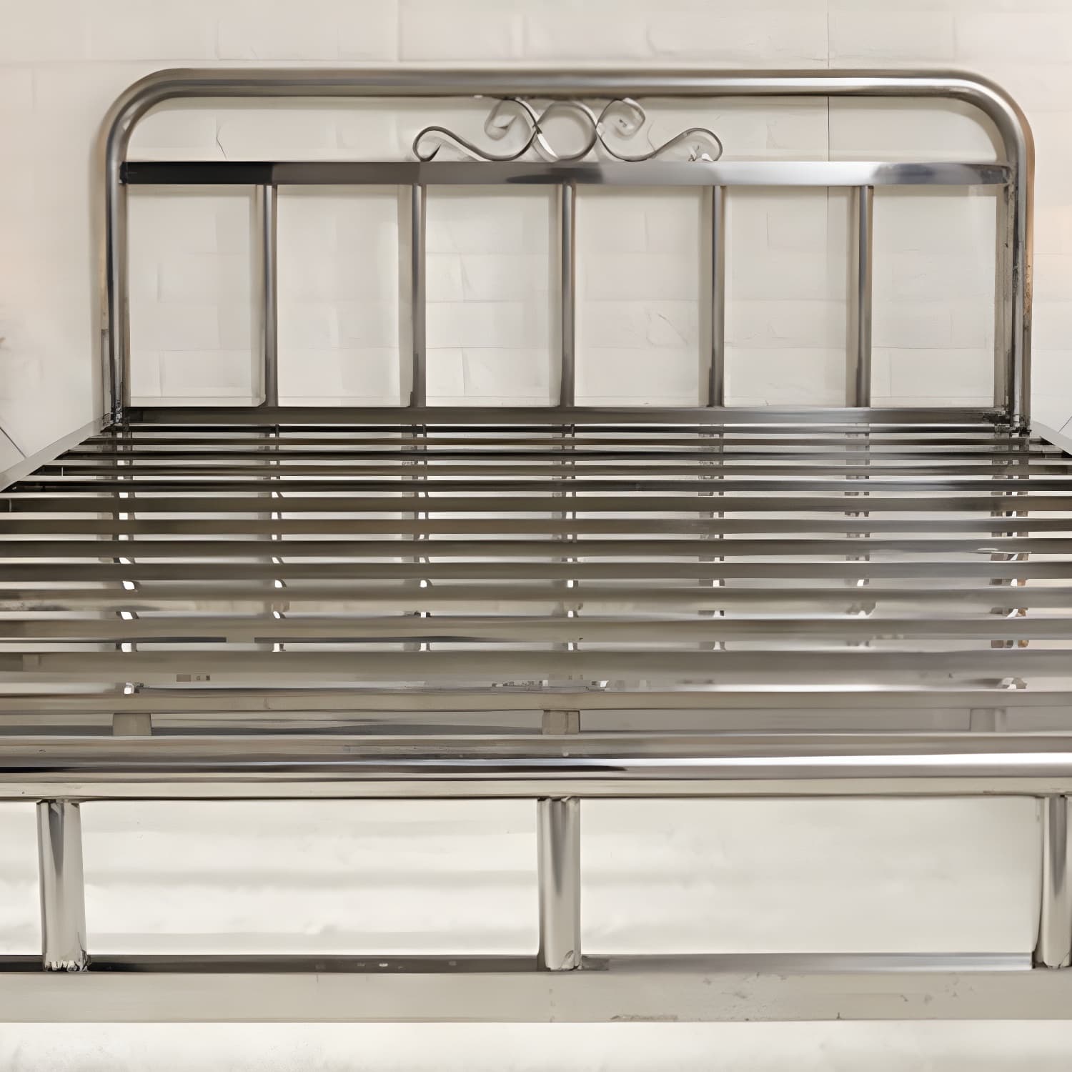 Silver Modern Steel Bed Rectangular Minimalist Bed with Metal Legs thumbnail 8
