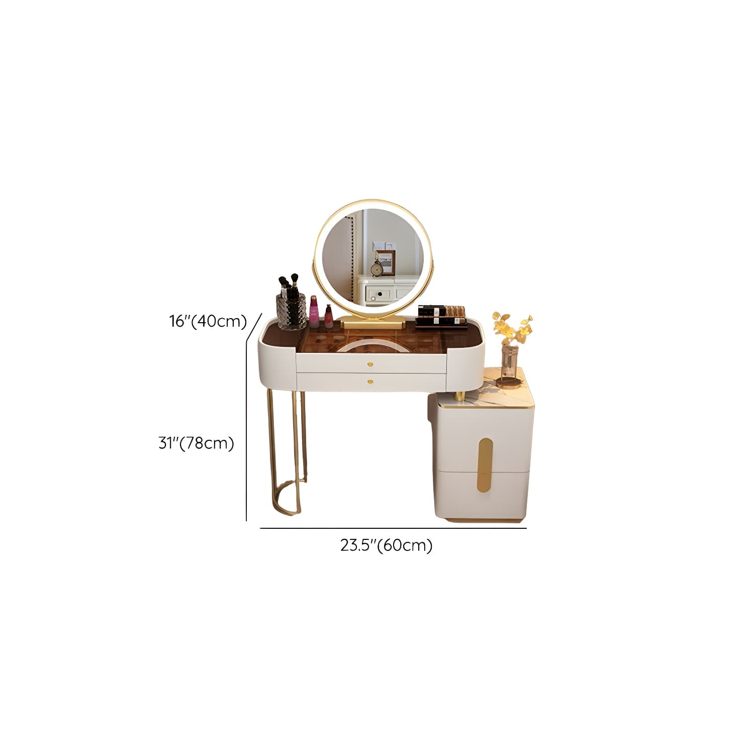Contemporary Glass Top Vanity Dressing Table With 4/5 Drawers thumbnail 18