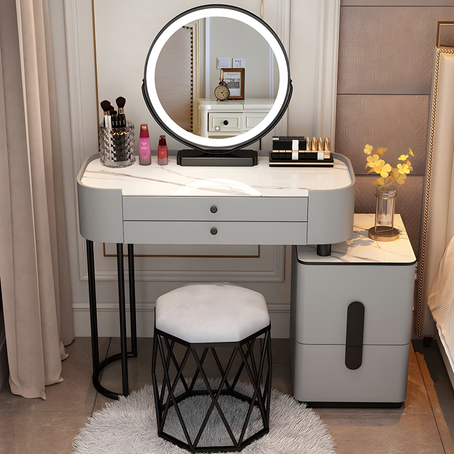Contemporary Make-up Vanity with 4/5 Drawers,15.75 inch Wide thumbnail 5