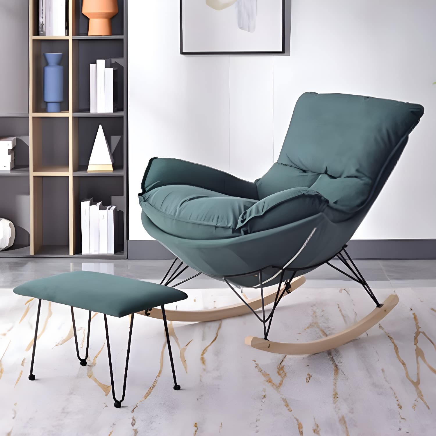 Contemporary Simple Style Rocking Chair Single Indoor Sofa Rocking Chair for Break thumbnail 3