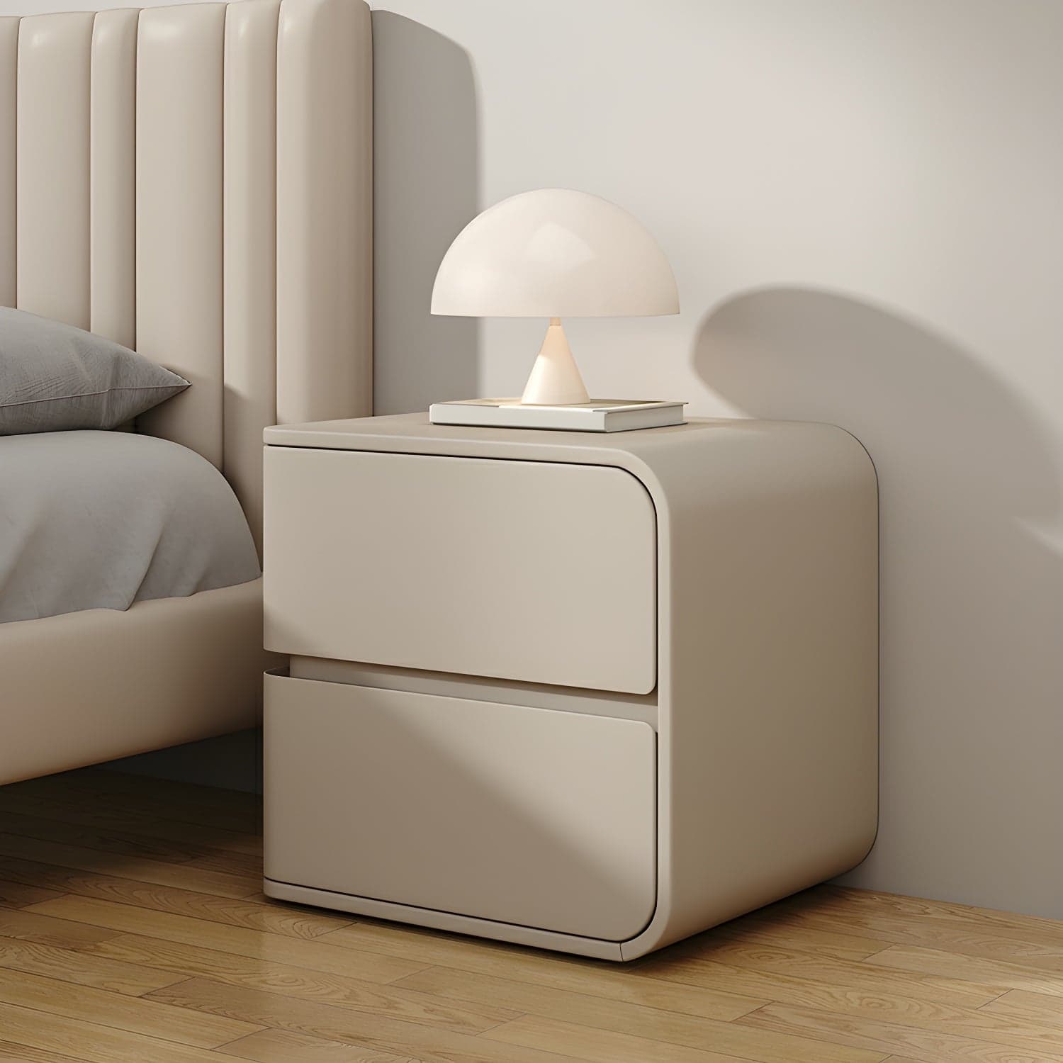 Rounded Corners Nightstands Solid Wood with Silent Buffer Guide Rail thumbnail 4