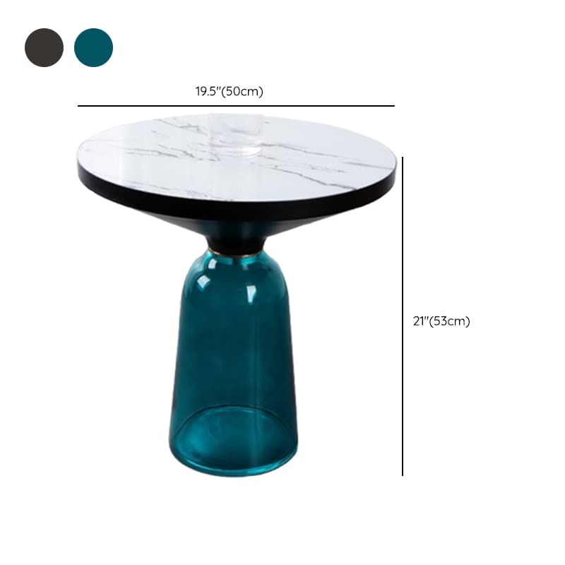 Simplistic Single Side Table with Hardened Glass and Plinth Base, Rounded Top thumbnail 21