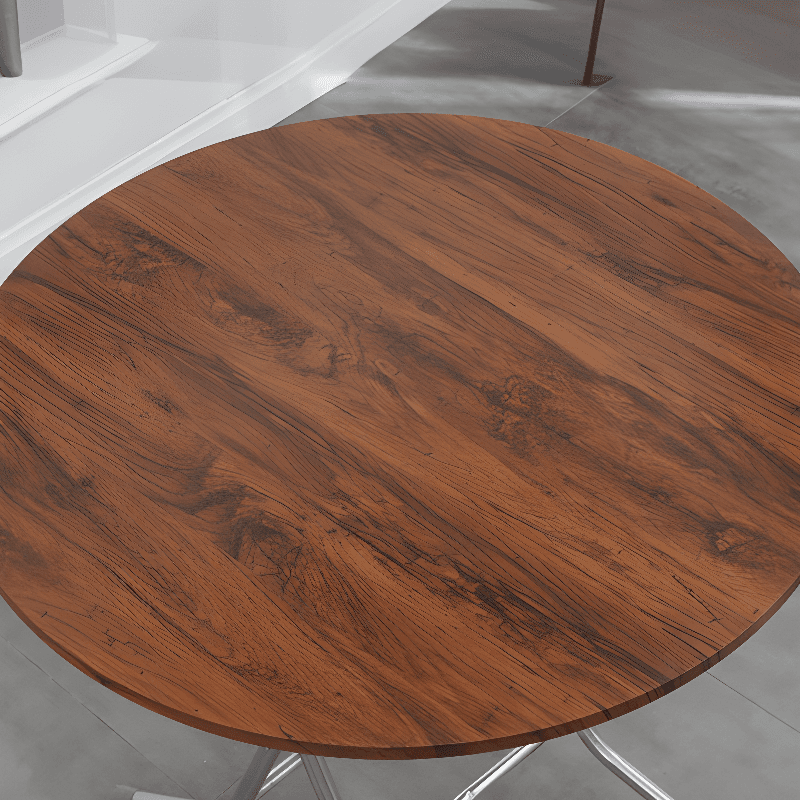 Art Deco Sepia/Natural Color/Cream Rounded Dining Table with Timber Top, Portable and Collapsible for 2 People thumbnail 12