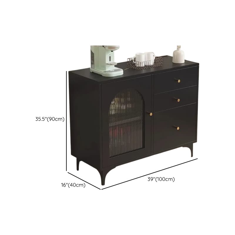Narrow/Standard Coal Sideboard in Wood with Hutch, Glass Doors and Flexible Shelf in a Modern Style, 3 Drawers Included/Not Included thumbnail 10