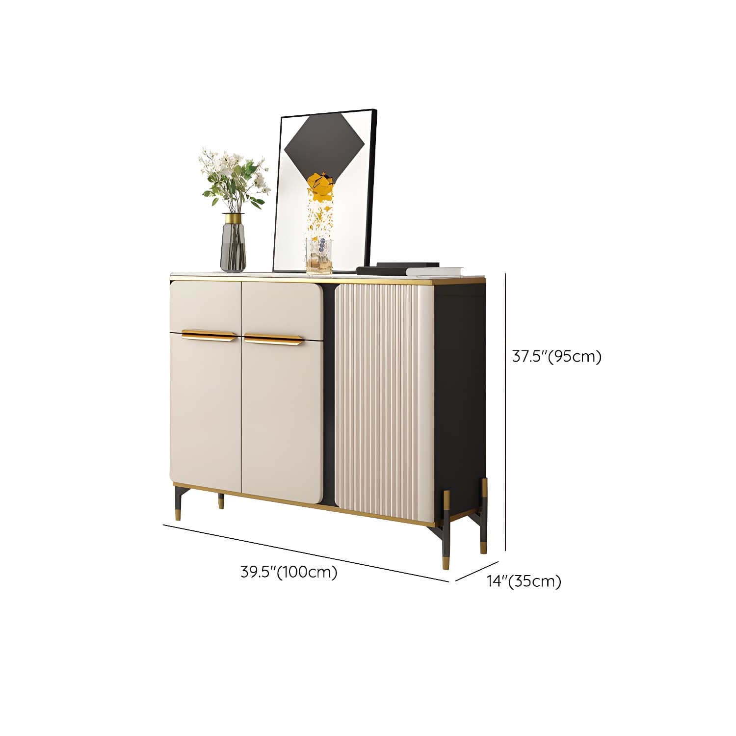 Modernism Sideboard 2 Drawers Server Cabinet with Storage for Dining Room thumbnail 11