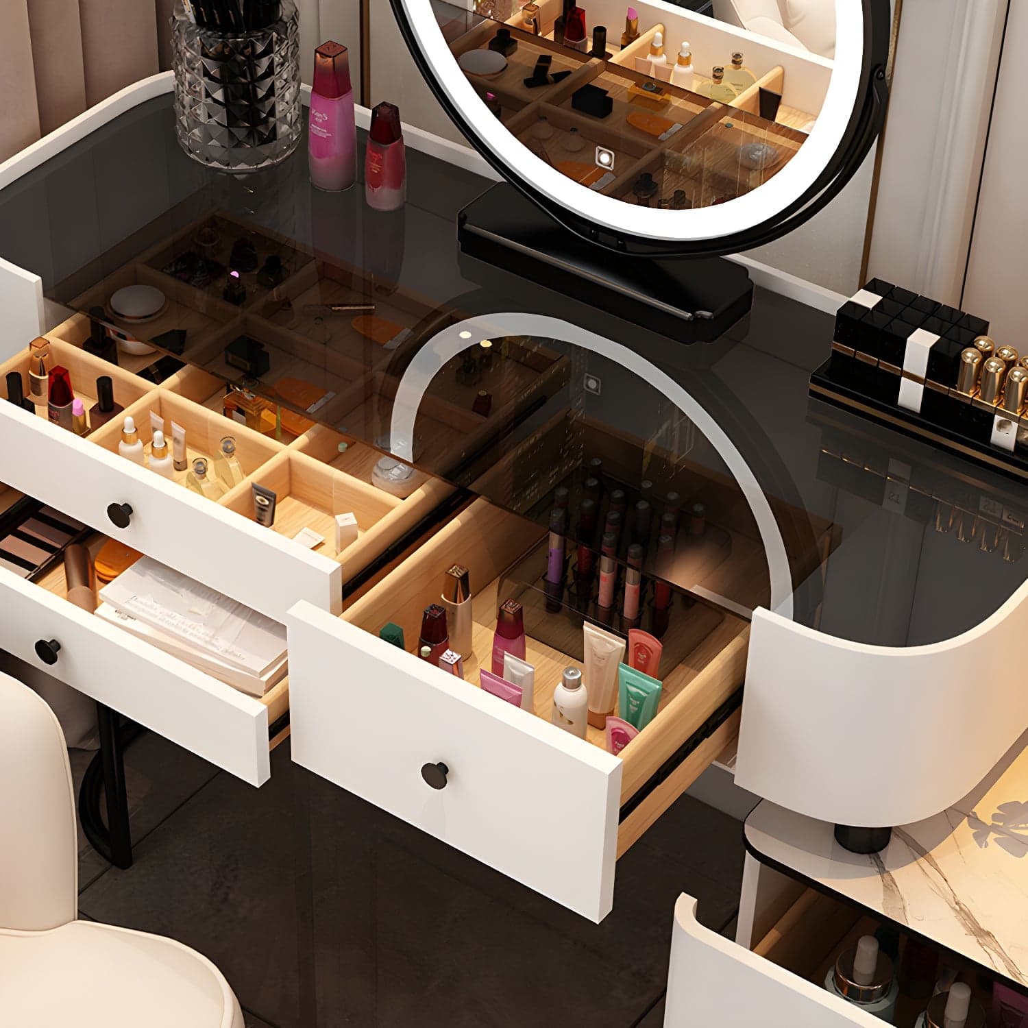 Contemporary Wood Make-up Vanity 15.75" Wide Make-up Vanity with Drawers thumbnail 9