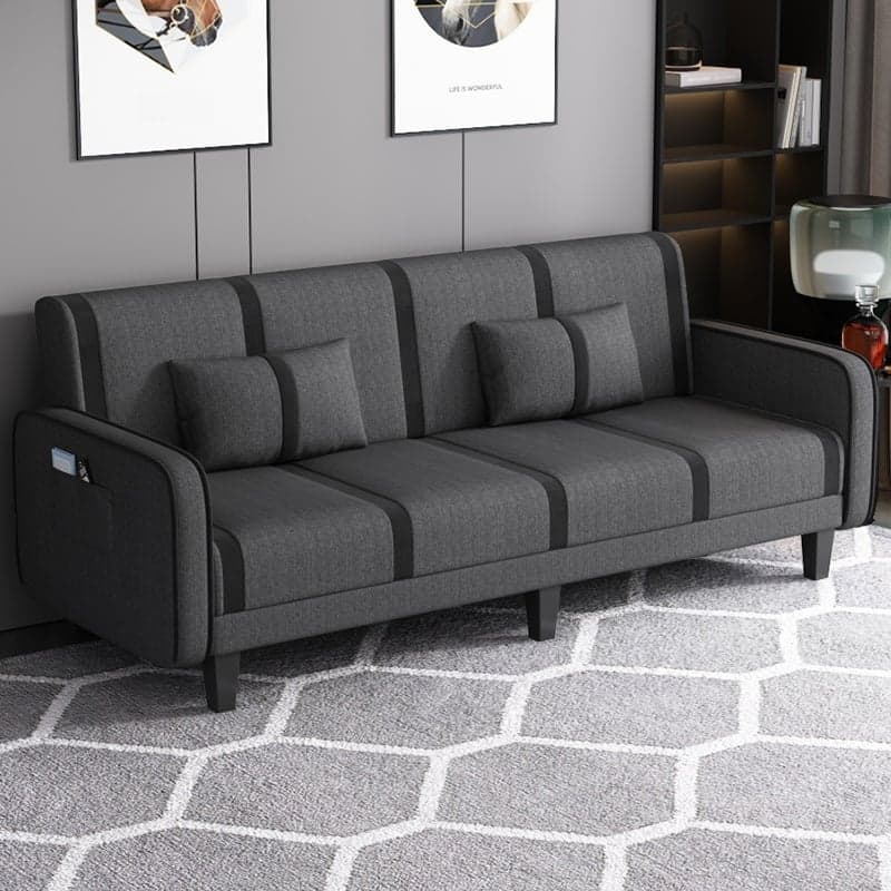 Striped Standard Sofa in Dark Gray/Cerulean/Off-White with Armrest thumbnail 6
