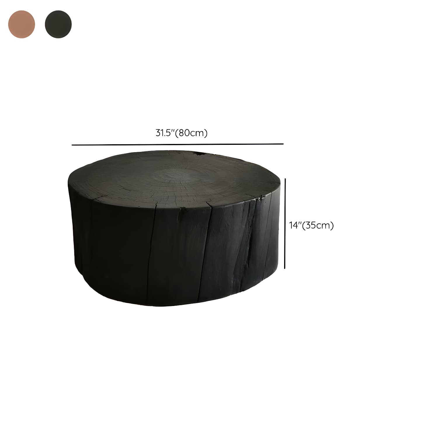 Round Wood Mid-Century Modern Coffee Table with Drum Base and Distressed Finish thumbnail 17