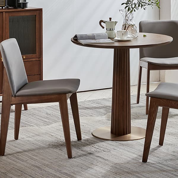 Traditional Brown Wood Dining Table with Wooden Top and Oak Pedestal Base thumbnail 4