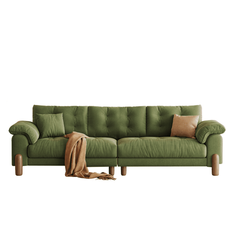 Straight Dark Green Sofa, Seats 2/1-seater, Horizontal Orientation, Button-tufted thumbnail 3