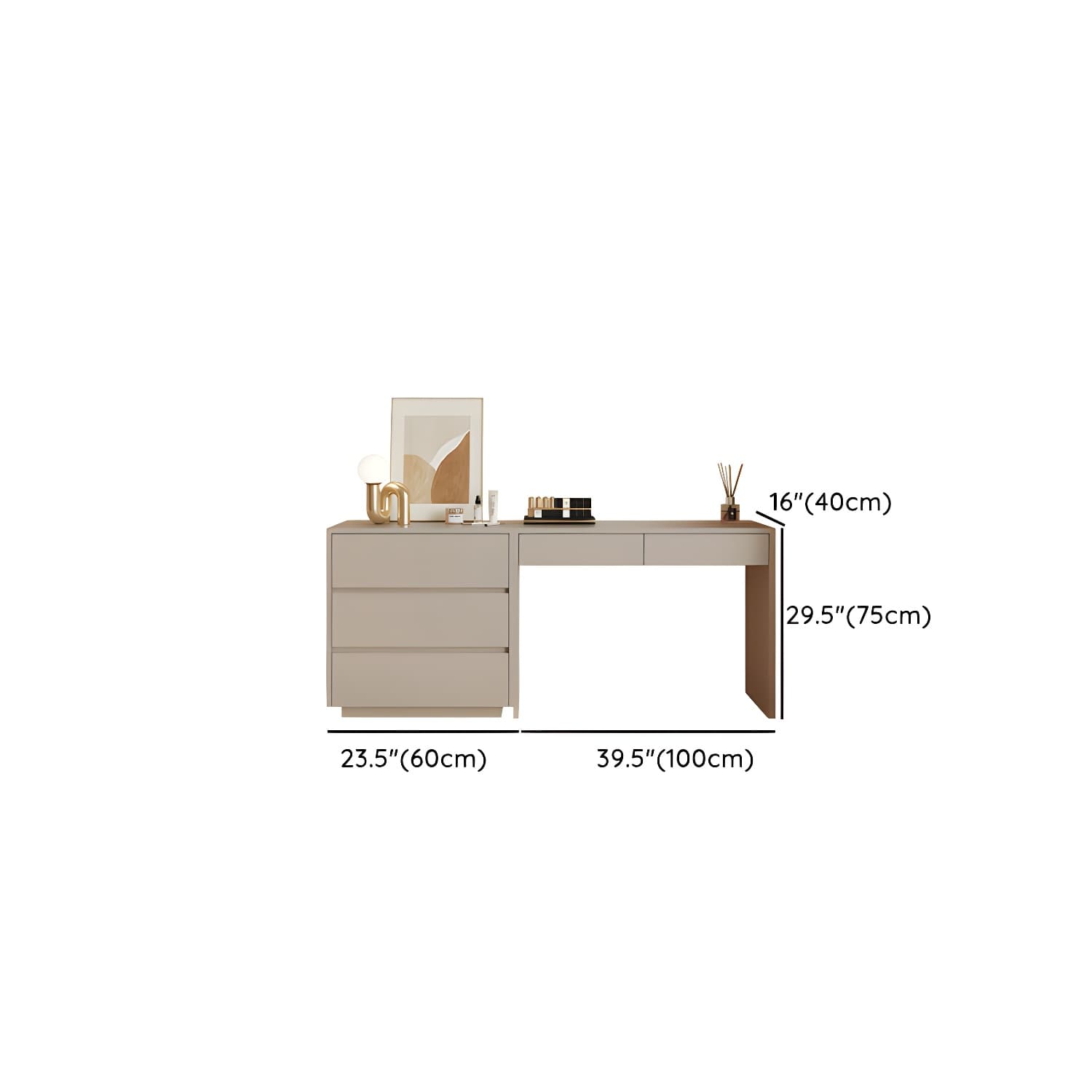 Modern Wood Vanity with Drawers, Large Size, Soft Close Glides, 40cm Width, 75cm Height thumbnail 18