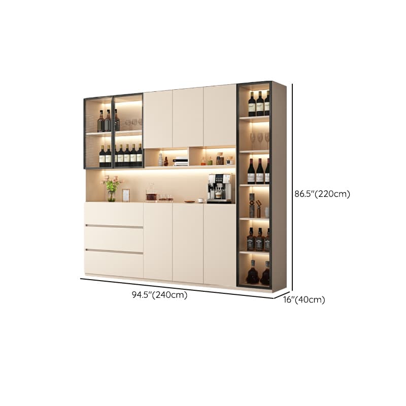 Off-White Contemporary Wood Buffet Sideboard with Cabinets and Shelves thumbnail 27