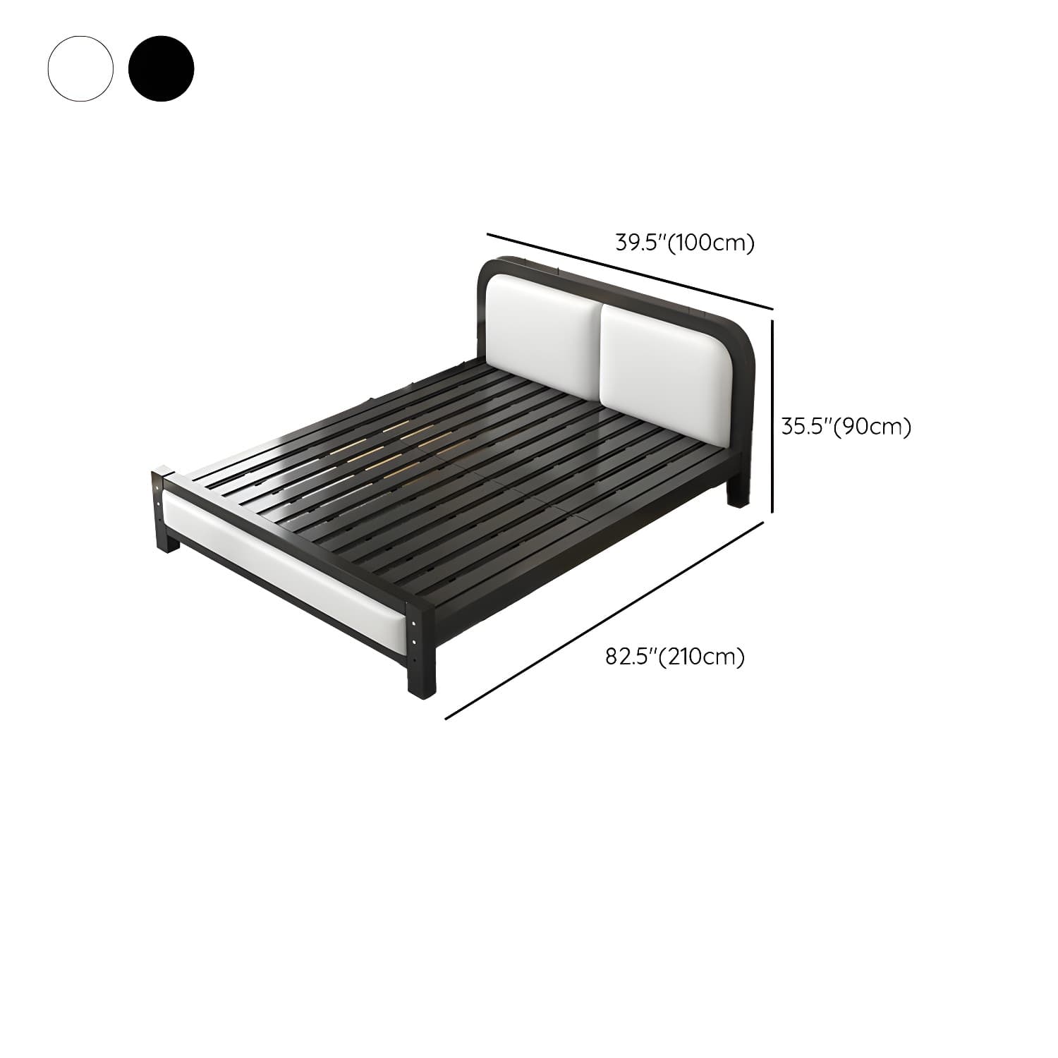 Modern Metal Panel Bed in White/Midnight Black with Easy Assembly thumbnail 12