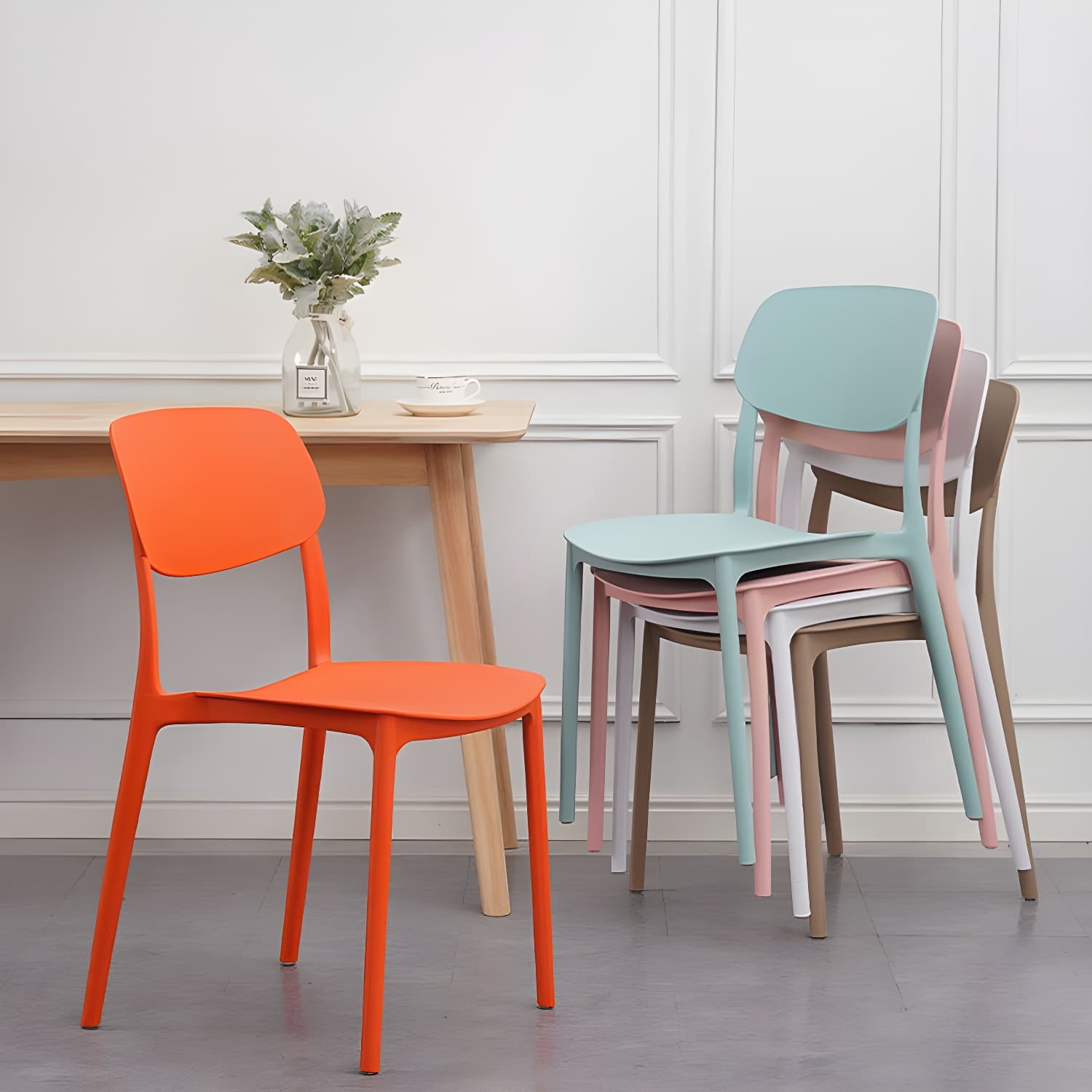 Plastic Indoor-Outdoor Side Chair Armless Stackable Dining Chairs thumbnail 19