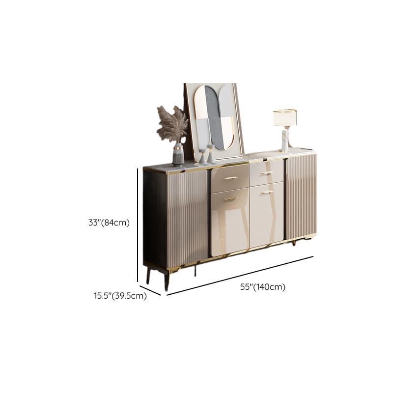 Luxury Off White Sideboard with Faux Marble Countertop and Standalone Design thumbnail 12