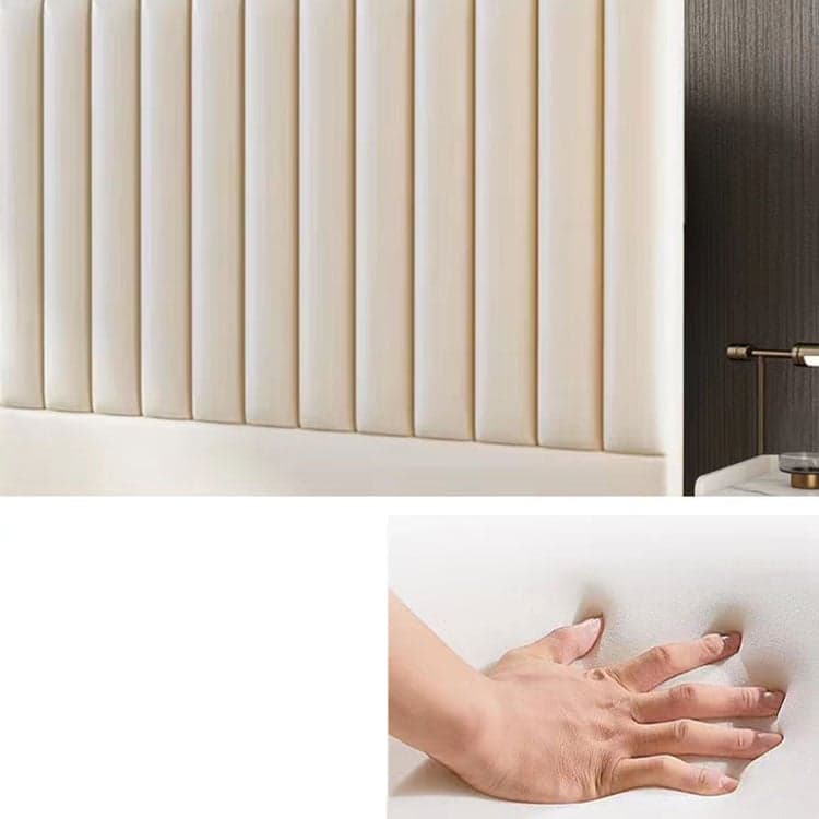 Modern Upholstered Pine Headboard with Leather Upholstery and Wood Legs thumbnail 13