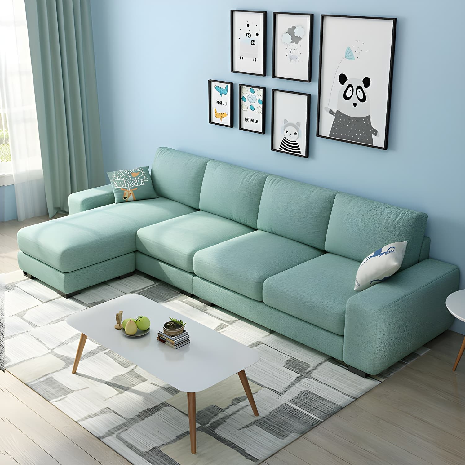 Scandinavian Wood Frame Straight Sofa with Cushion Back and Slipcover in 3 Piece Set thumbnail 16