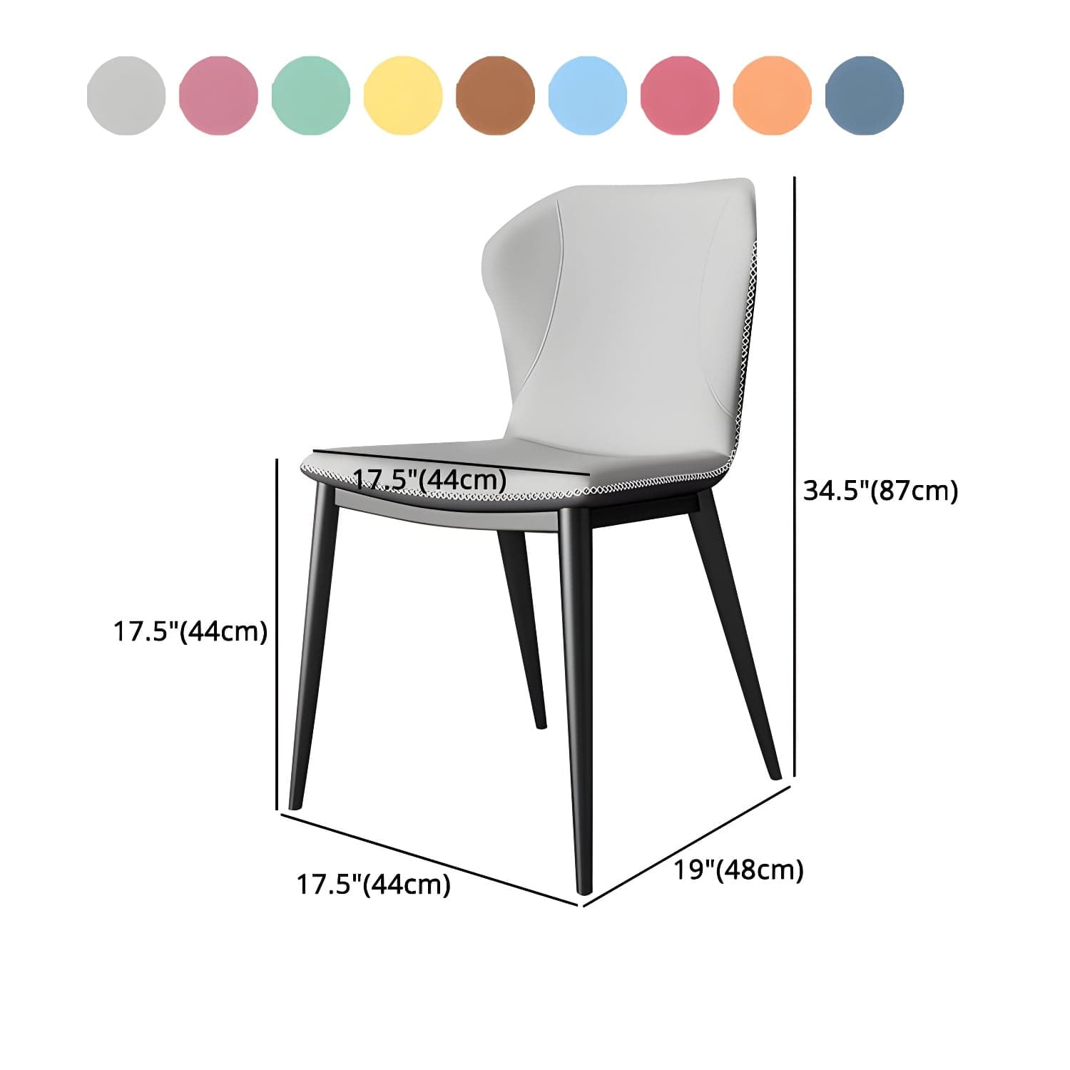 Modern Leather Home Side Chair Wingback Matte Finish Dining Chair thumbnail 18