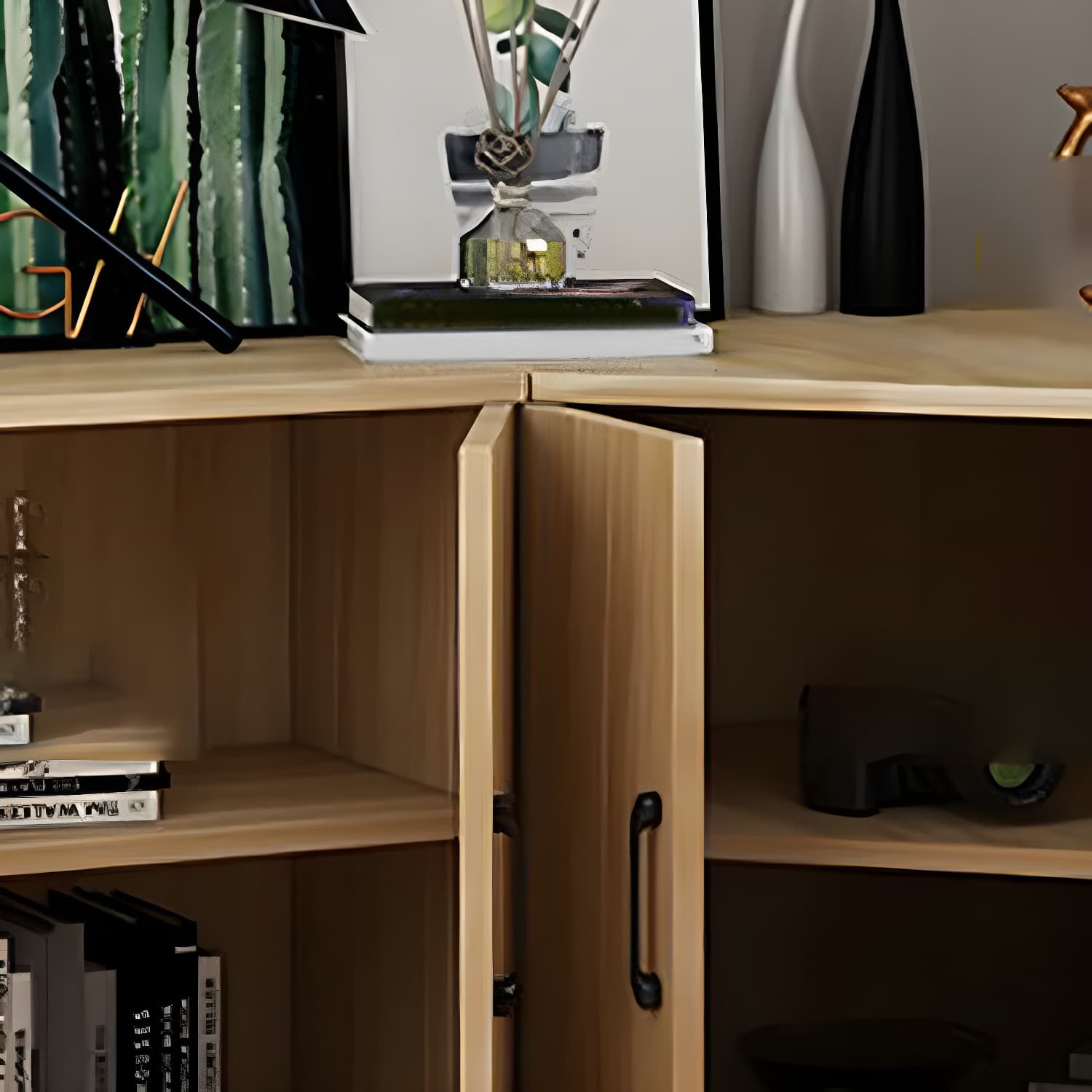 Bar Pulls Contemporary Manufactured Wood with Shelves Corner Accent Cabinet thumbnail 17