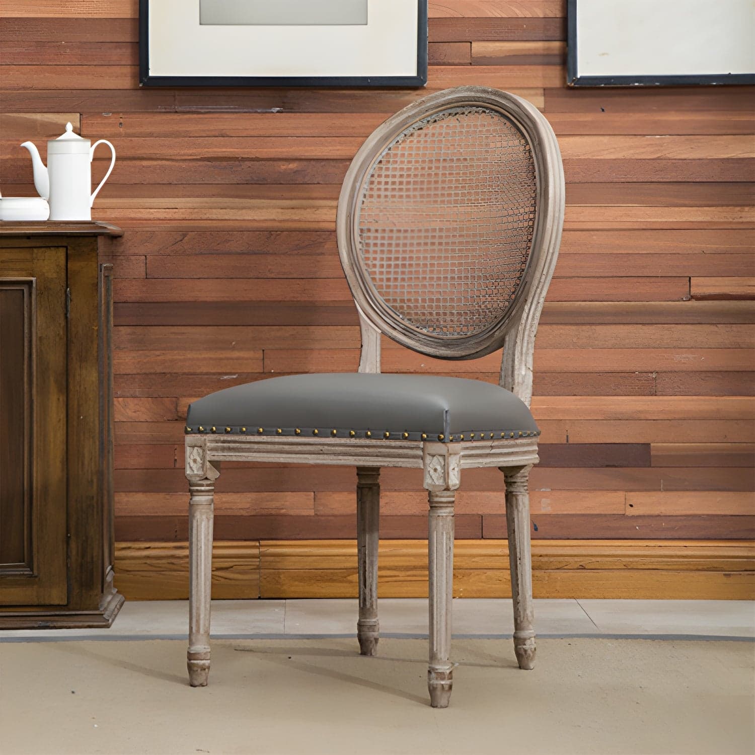 Farmhouse Dining Chair with Wood Legs King Louis Back Side Chair for Home Use thumbnail 4