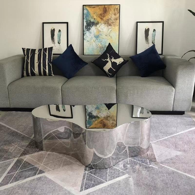 Silver Alloy Irregular/Circular-shaped Accent Table for Small Spaces thumbnail 4