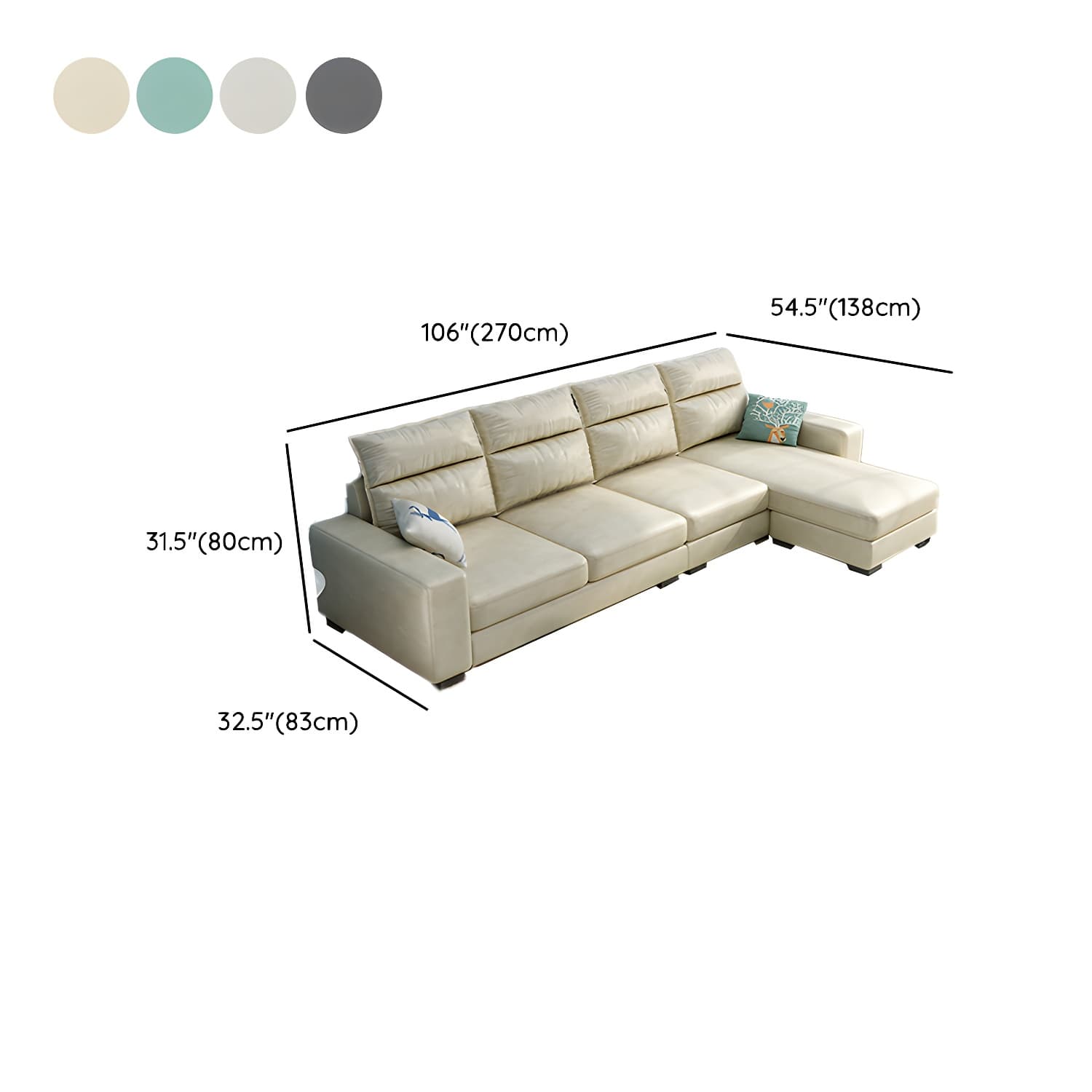 Scandinavian Wood Frame L-Shaped Modular Sofa Chaise in 2 Piece Set with Black Legs thumbnail 16