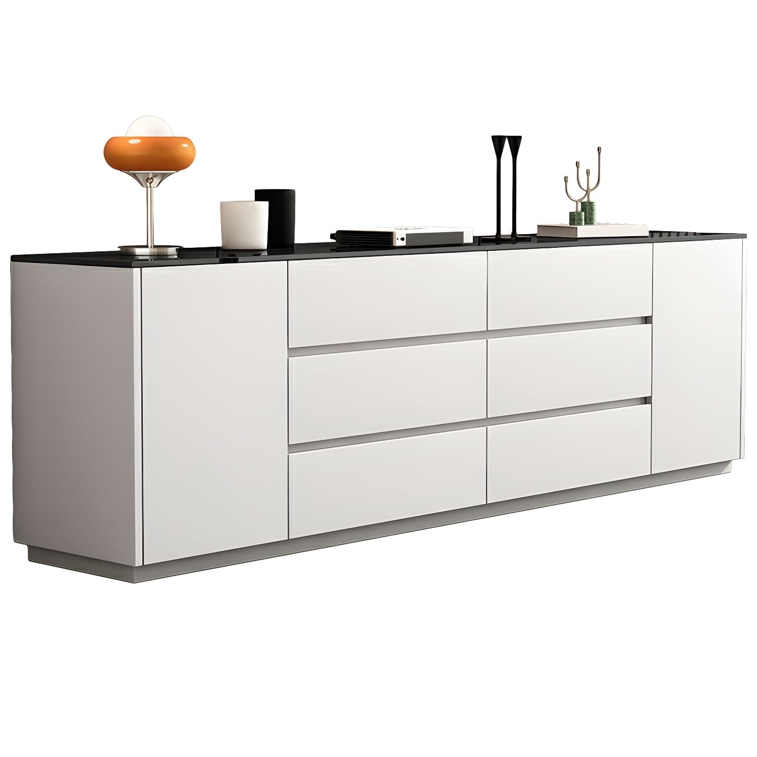 Modern Stone TV Stand with 6 Drawers and 2 Cabinets - Sleek and Stylish Design thumbnail 8