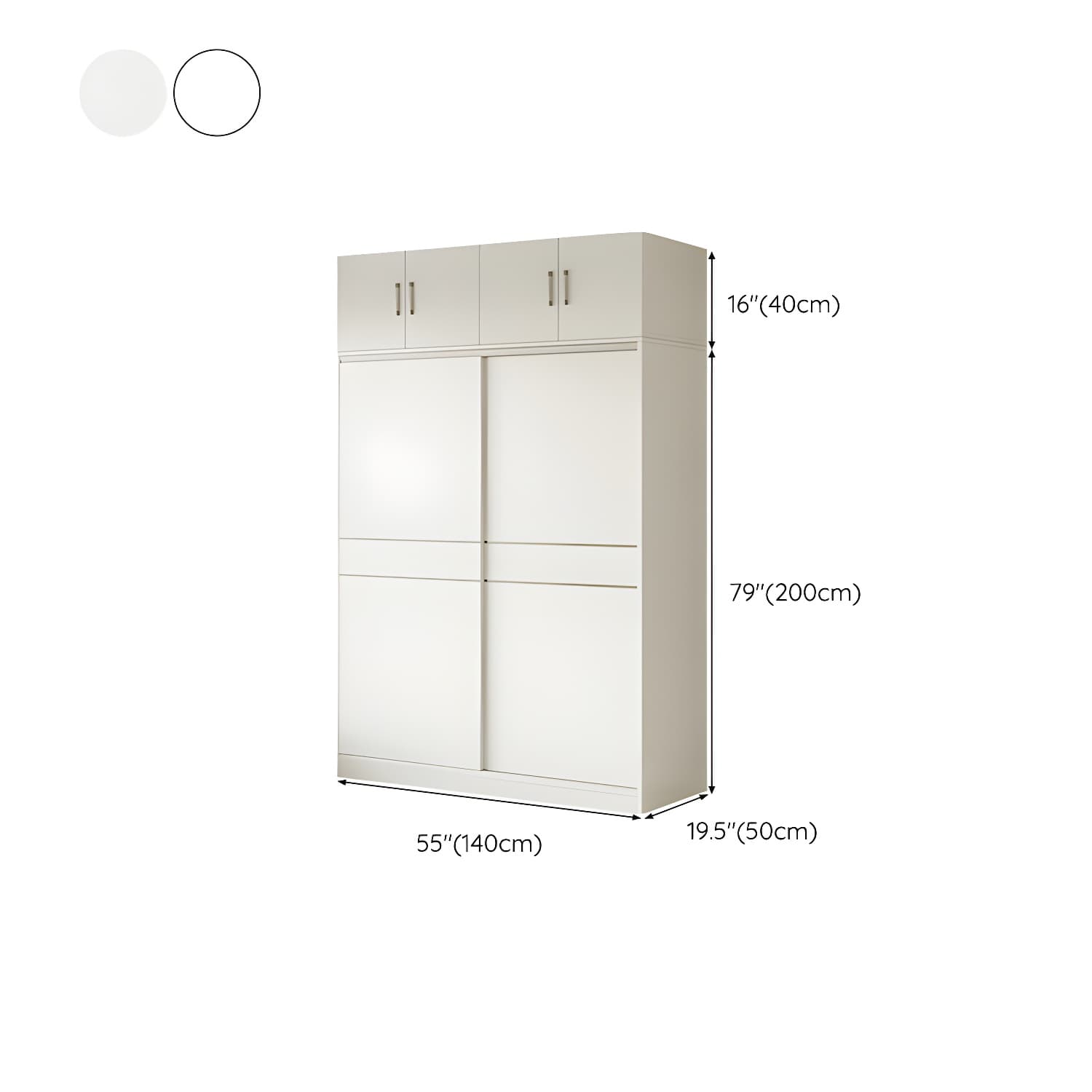 Fashionable Sliding Door Storage Wood Wardrobe with Metal Clothing Rod and Shelves in White Color thumbnail 20