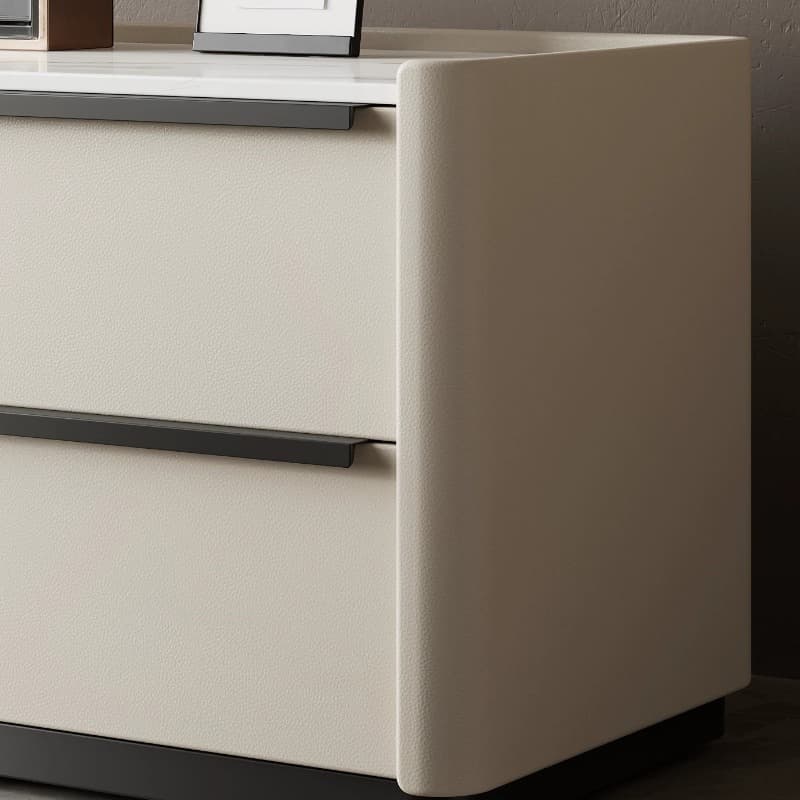 Modern Faux Leather Drawer Storage Nightstand in Stone Finish thumbnail 13