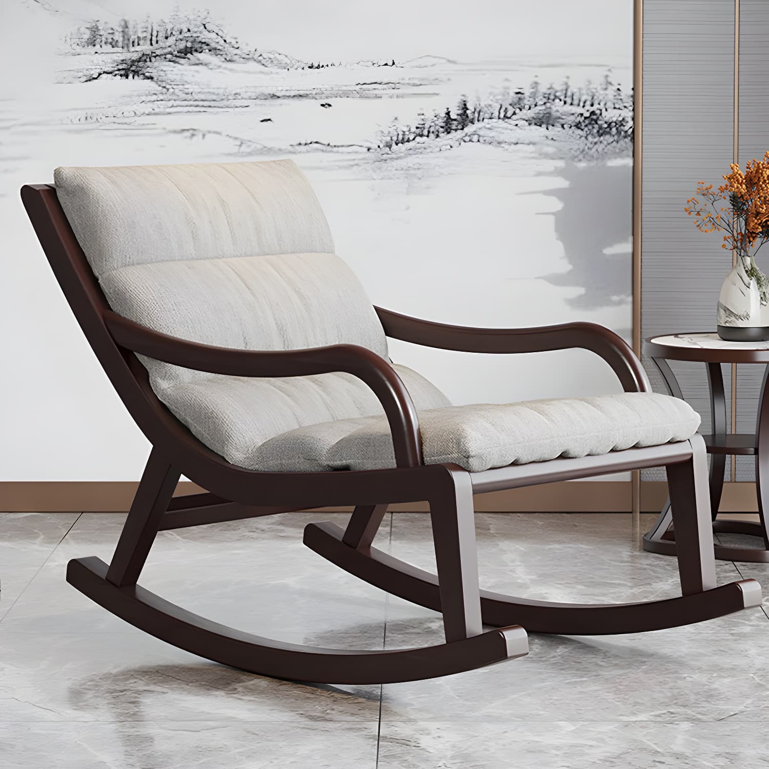 Reclining Solid Wood Living Room with Dark Legs Traditional Rocking Chair thumbnail 8