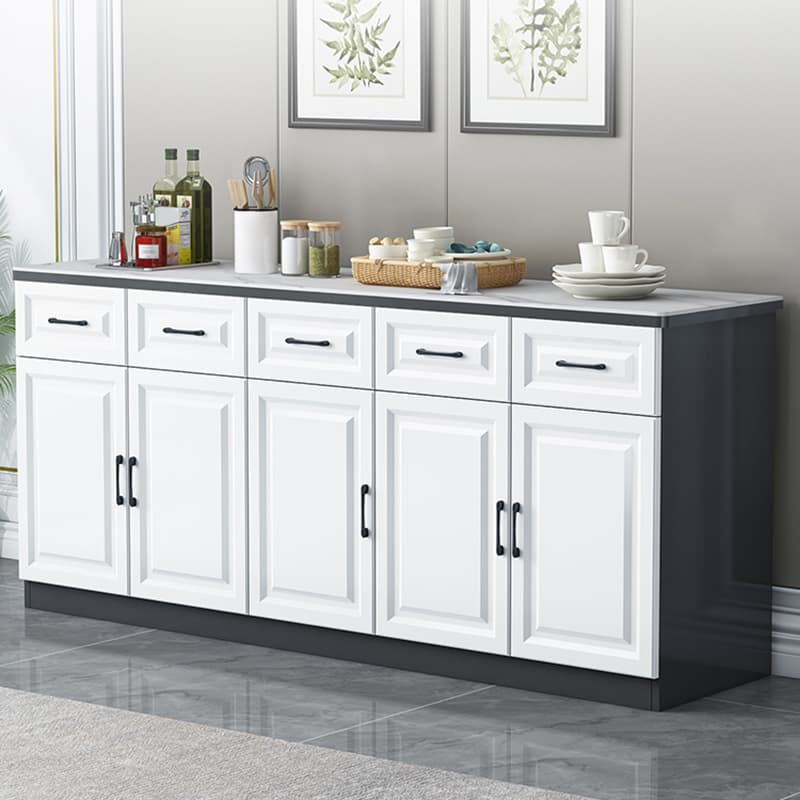 Natural Finish/Light Wood/Ashen Wood Floor Sideboard with Countertop and Kitchen Appliance Storage thumbnail 4