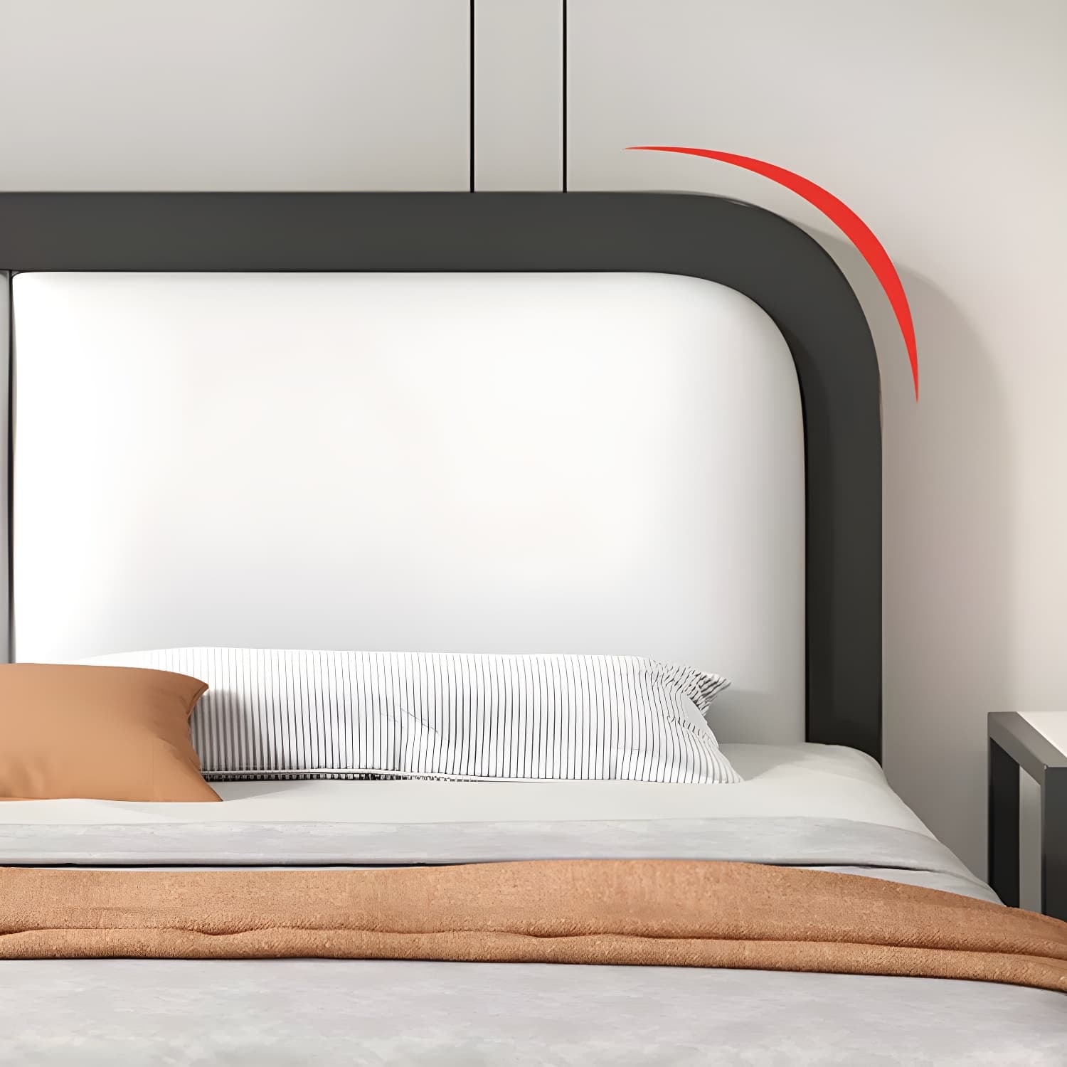 Modern Metal Panel Bed in White/Midnight Black with Easy Assembly thumbnail 11