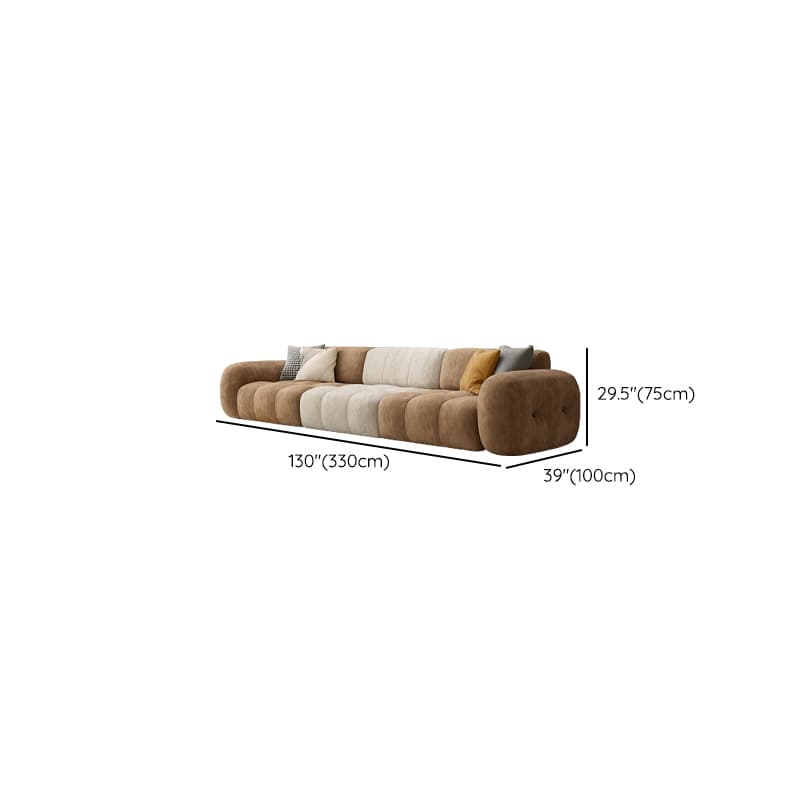 Channel Back L-Shape/Straight Right Hand Facing/Horizontal Sofa Recliner/Sofa Couch in Brown/Beige with Concealed Support & Pine Wood Frame for Living Room thumbnail 20