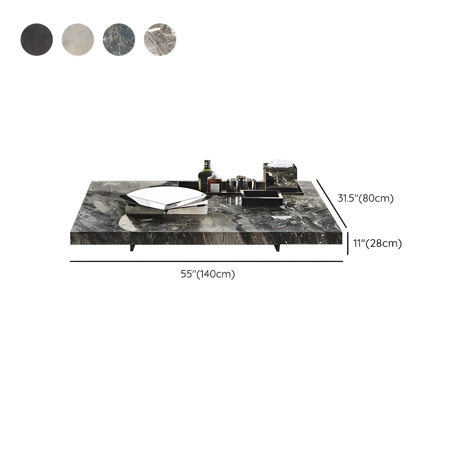 No Distressing Coffee Table Pedestal Faux Marble Square Cocktail Table thumbnail 13