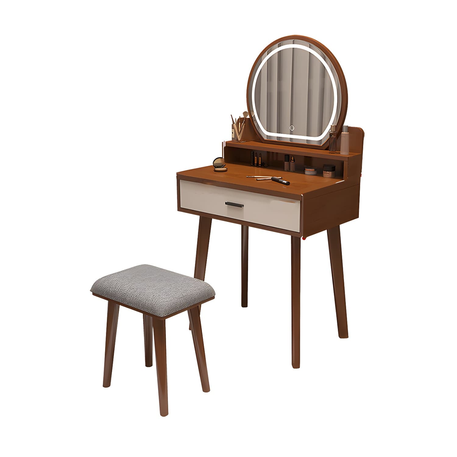 Traditional Bedroom With Drawer Solid Wood Lighted Mirror Make-up Vanity thumbnail 17