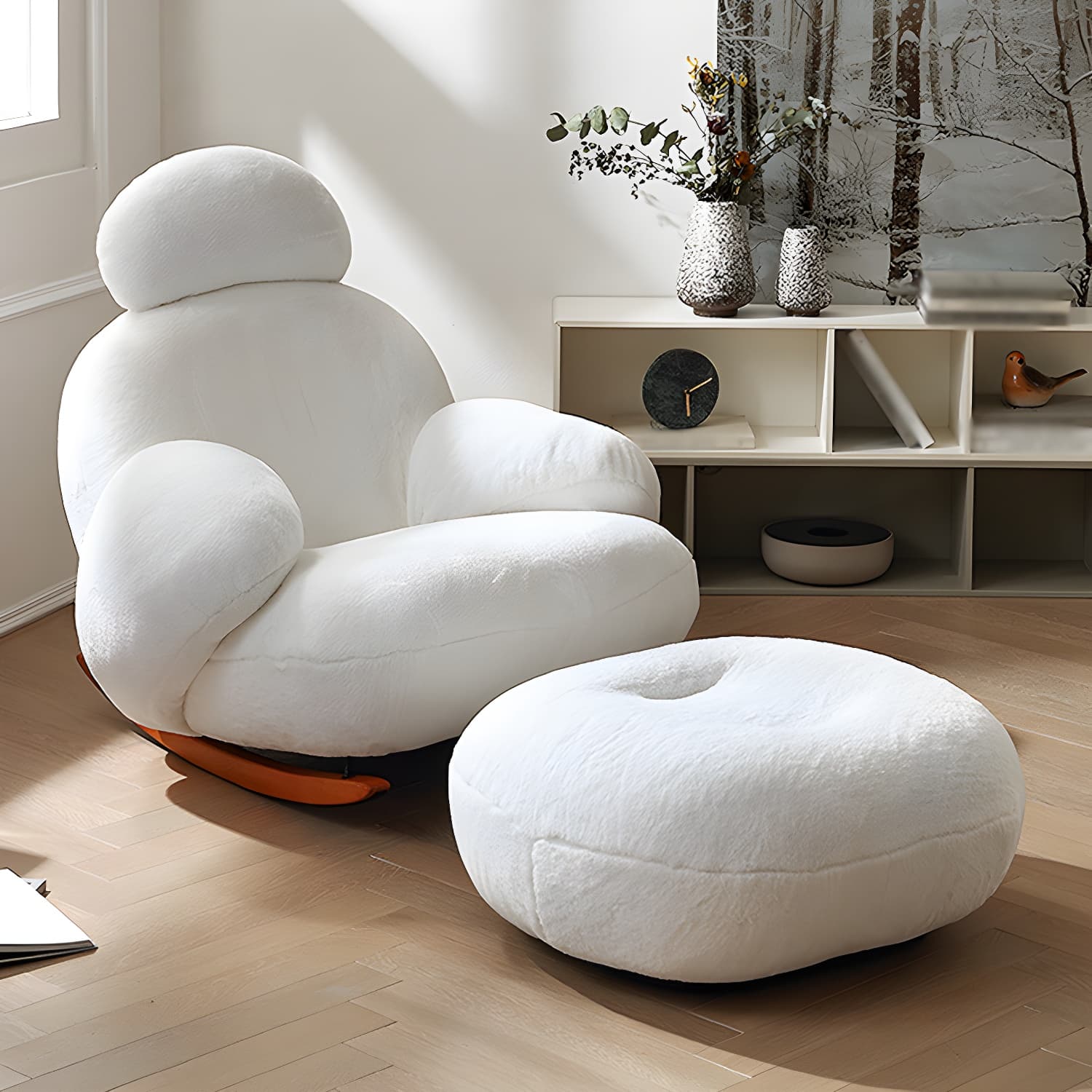 Velvet Upholstered Rocking Chair Modern Style Rocking Accent Chair - image 5