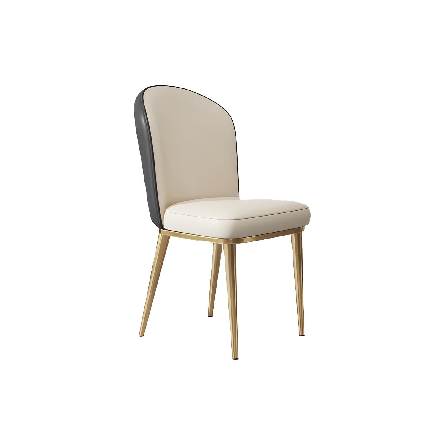 Glam Style Side Chair Leather Gold Frame Dining Chair for Home thumbnail 2