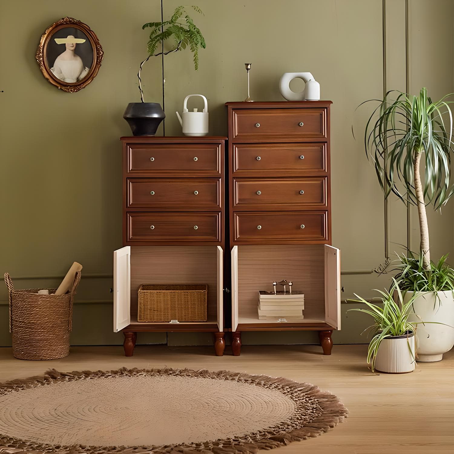 Mid-Century Modern Rectangular Wood Accent Cabinet with 1 Cabinet and Drawers thumbnail 9