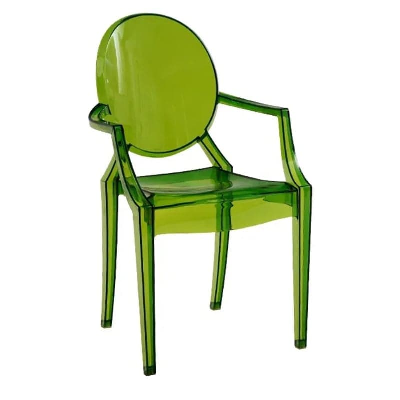 Scandinavian Reliable Arm Chair in Plastic for Dinette with Open Back and Foot Pads thumbnail 4
