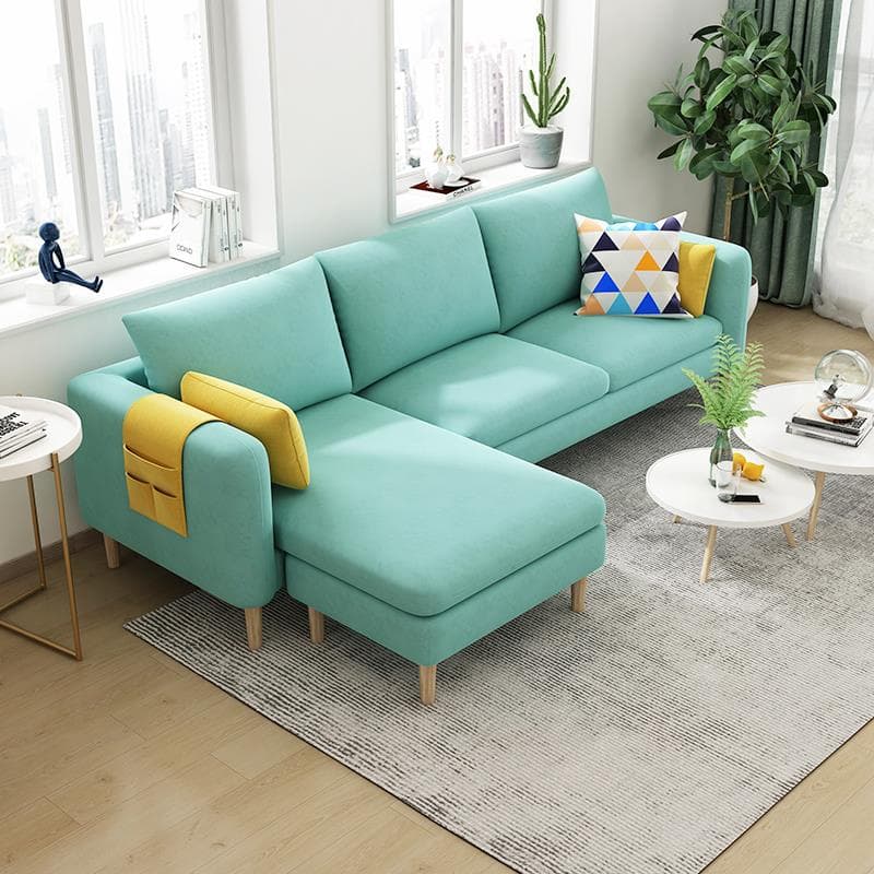 Simple L-Shape Reversible Sponge Cushioned Sofa Recliner 3 Person with Pillow Back & Square Arm thumbnail 10