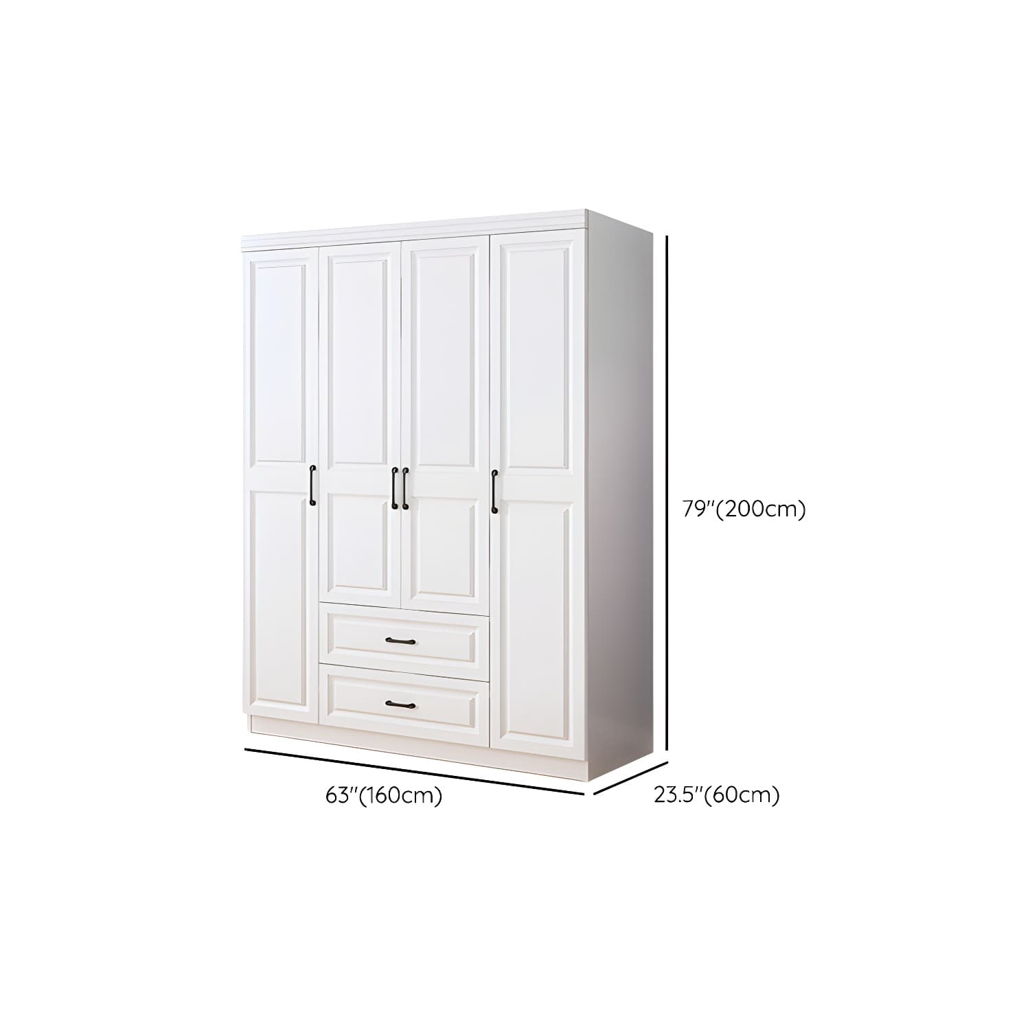 Modern White Wood Wardrobe Armoire with Soft-Close Drawers and Clothing Rod thumbnail 11