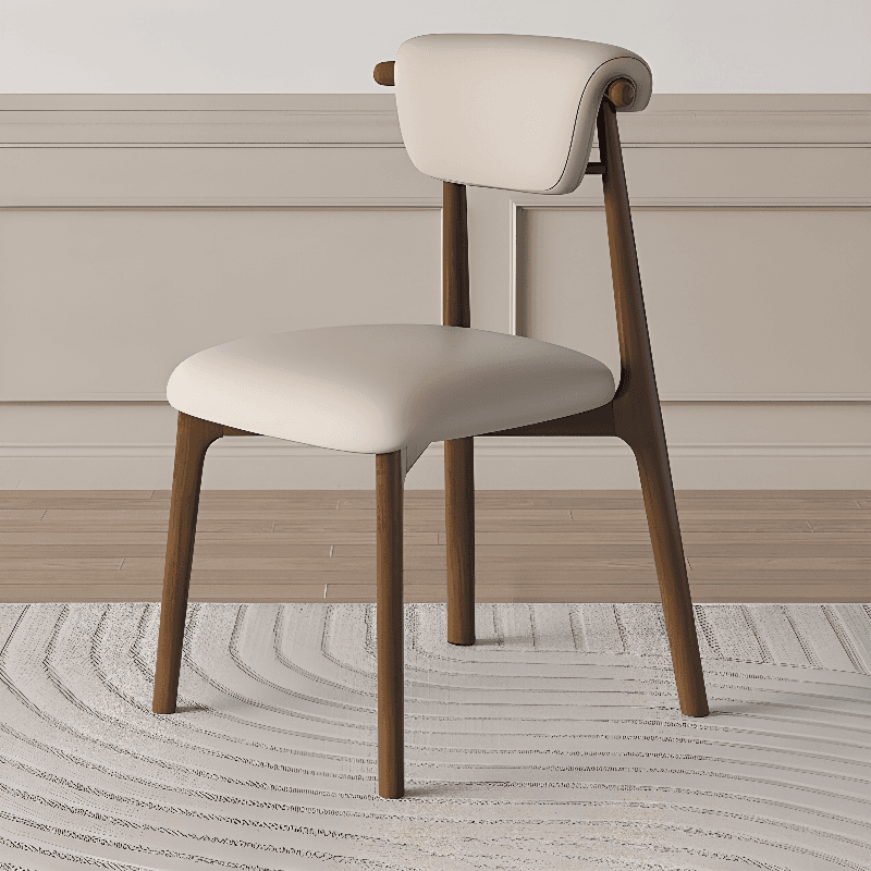 Casual Side Chair in Vinyl Leather with Wood Legs, Low Back, Framed and Balanced thumbnail 5