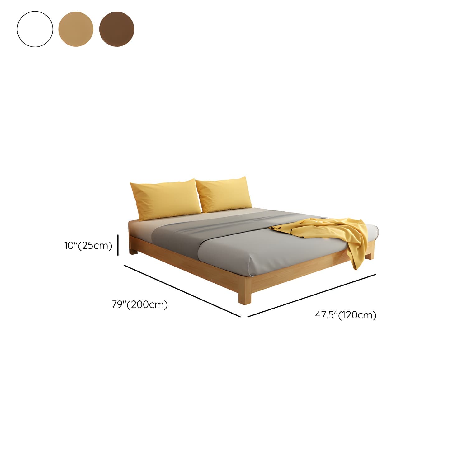 Scandinavian Solid Wood Platform Bed 9.8" H Bed Frame with Mattress thumbnail 10