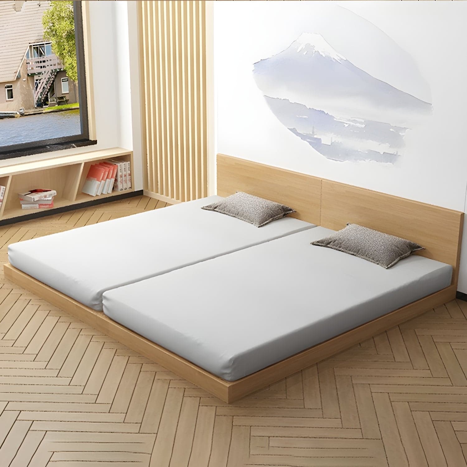 Solid Wood Platform Bed Mid-Century Modern Platform Bed Frame Mattress Included thumbnail 13