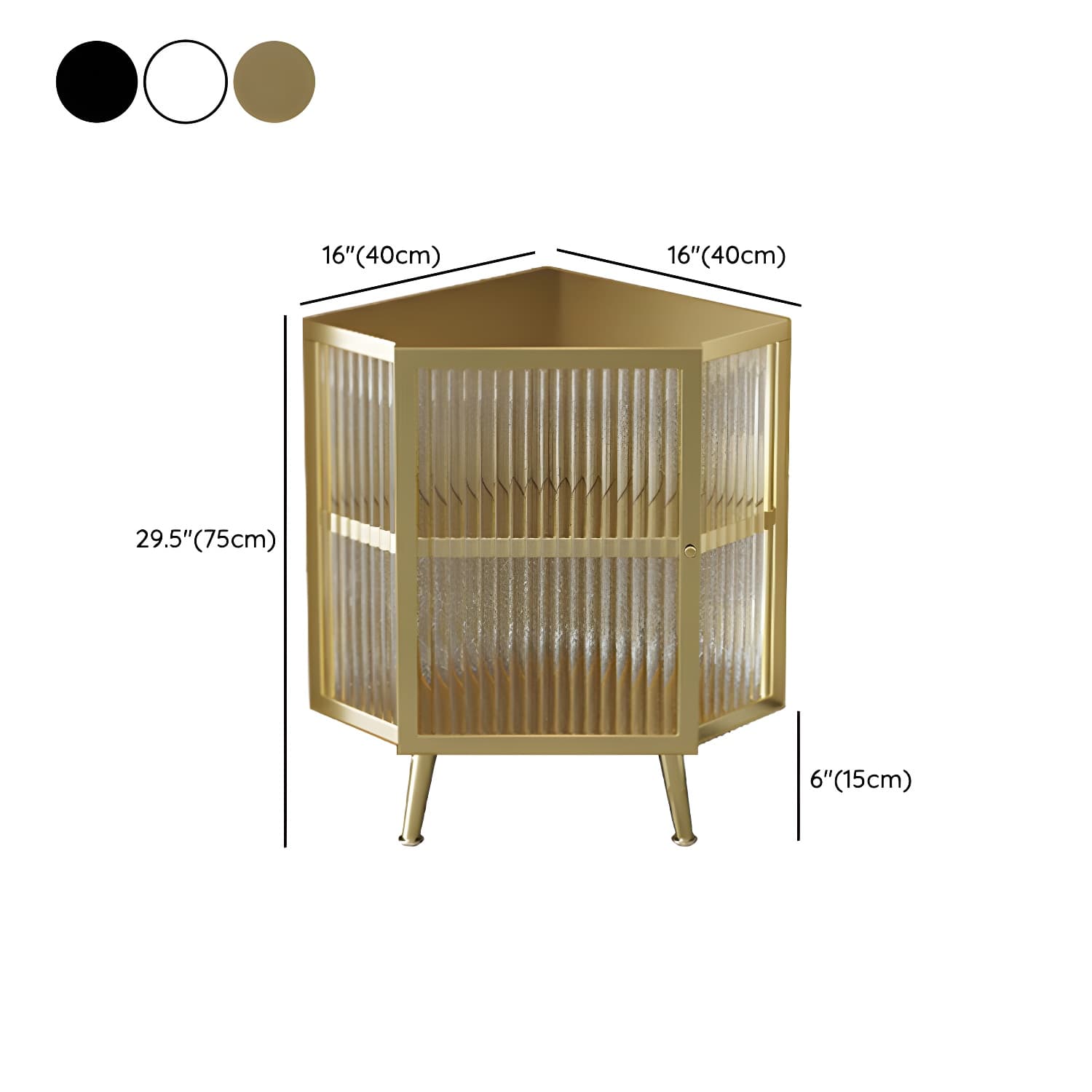 Gold Corner Accent Cabinet with Glass Doors and Metal Shelving thumbnail 11
